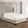 Picture of Paris Upholstered Tufted King Bed in Natural Herringbone Linen