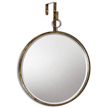 Picture of Haile 20 X 17" Round Beveled Gold Mirror