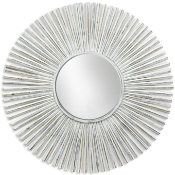 Picture of Sunburst Whitewashed Round Mirror