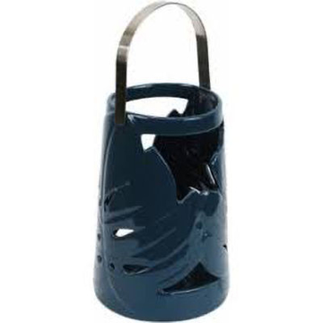 Picture of Palm Leaf Blue Ceramic Lantern