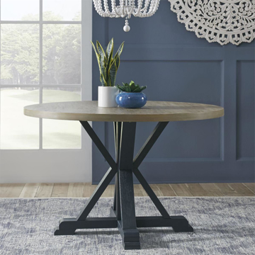 Picture of DEEP SEA NAVY PEDESTAL TABLE