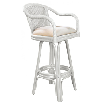 Picture of Key Largo Indoor Swivel Rattan & Wicker 24" Counter Height Stool in White