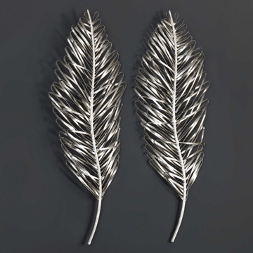Picture of SET OF TWO LEAFLET SILVER METAL WALL DECOR