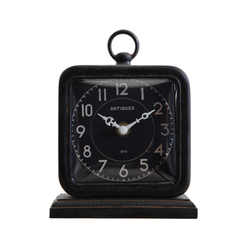 Picture of PEWTER SQUARE TABLE CLOCK  BLACK