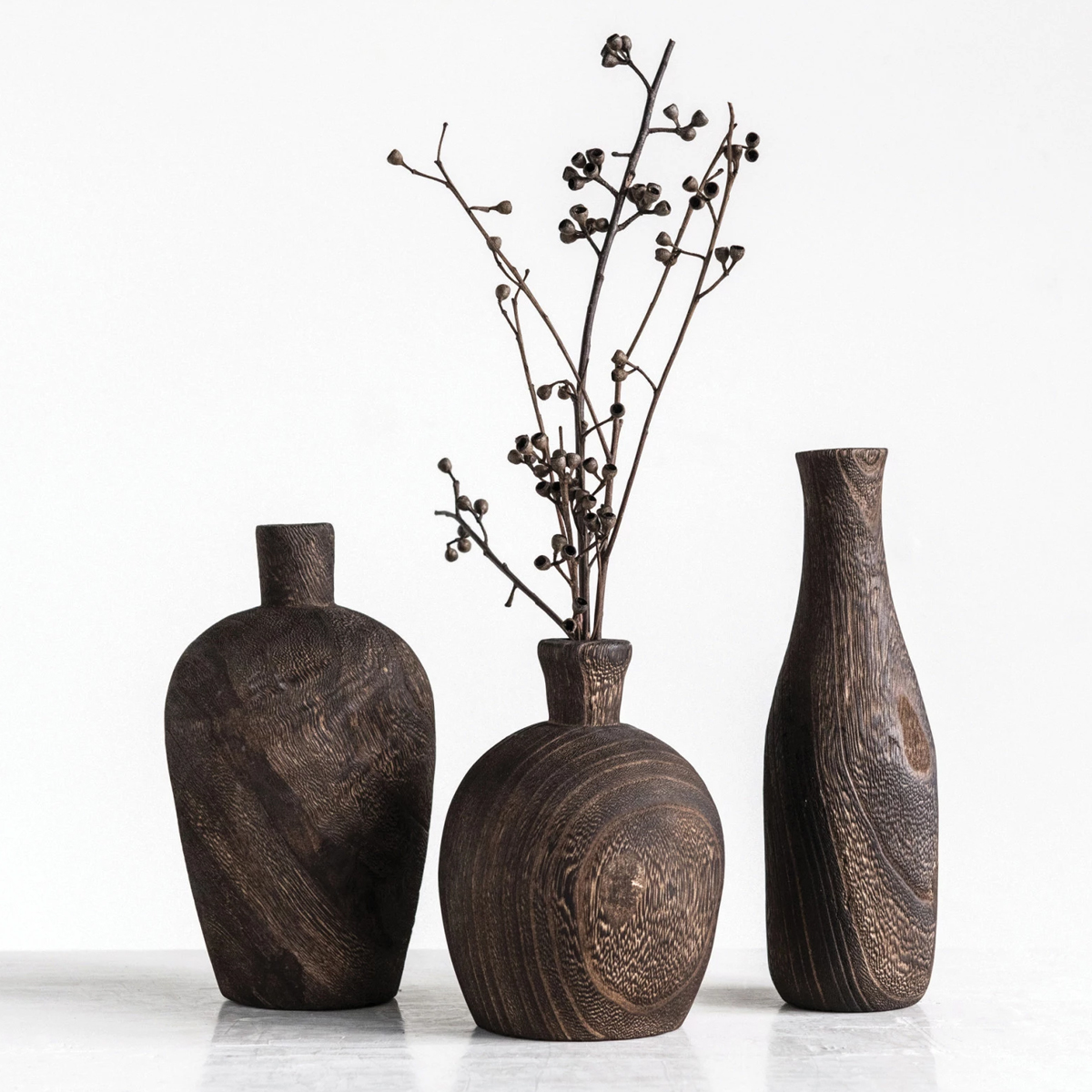 Picture of PAULOWNIA WOOD VASE BLACK CHARRED
