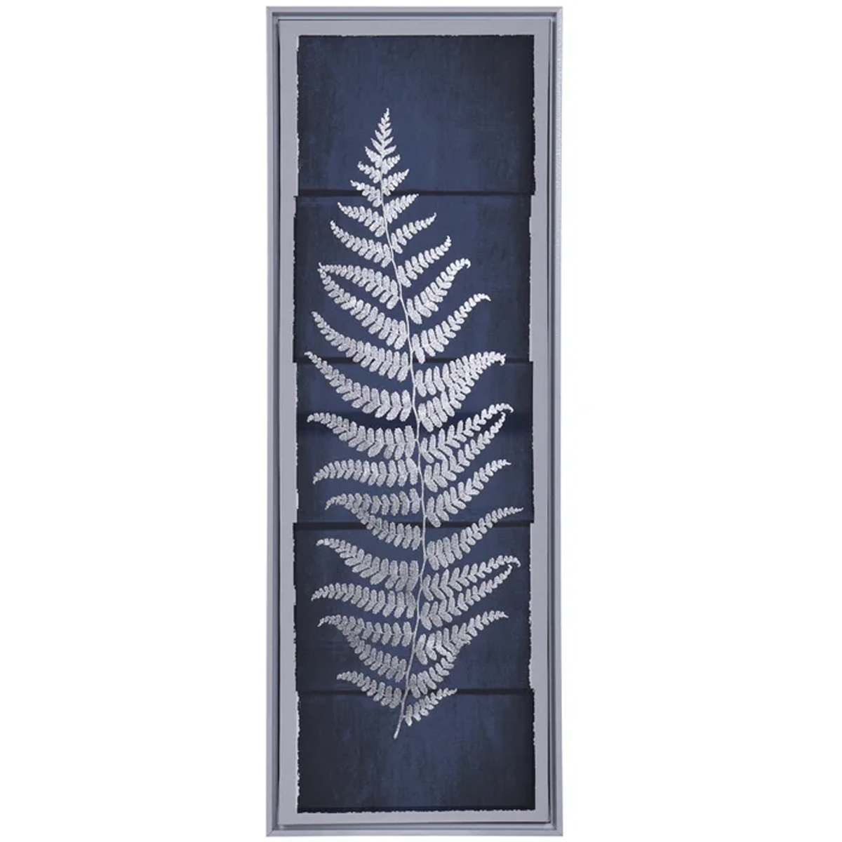 Picture of SILVER & BLUE STAMPED FERN II ART