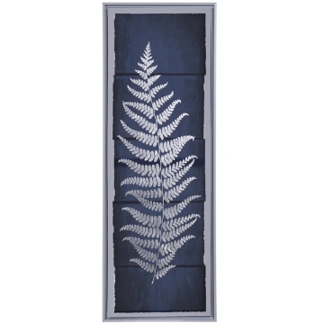 Picture of SILVER & BLUE STAMPED FERN II ART