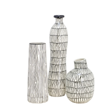 Picture of ACCRA BLACK AND WHITE SET OF 3 VASES