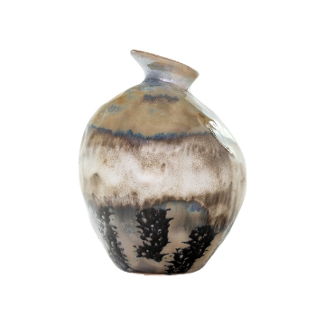 Picture of SMALL OCATE BROWN AND MUTLI CERAMIC VASE