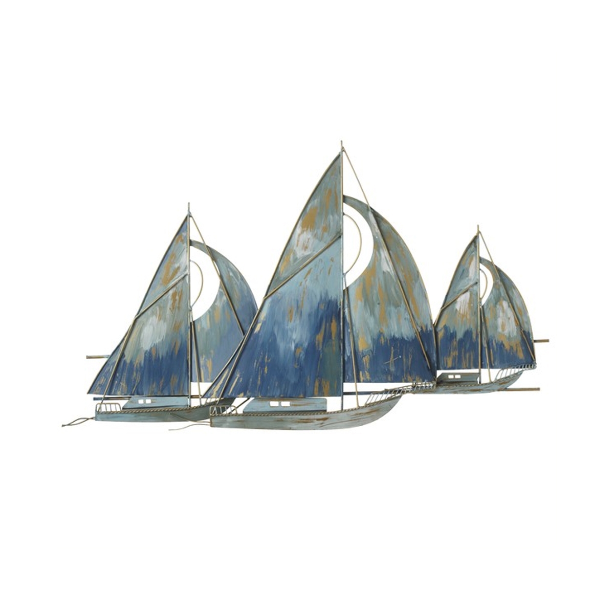Picture of DISTRESSED BLUE SAIL BOAT WALL