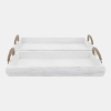 Picture of SET OF 2 WHITE WASHED WOODEN TRAYS